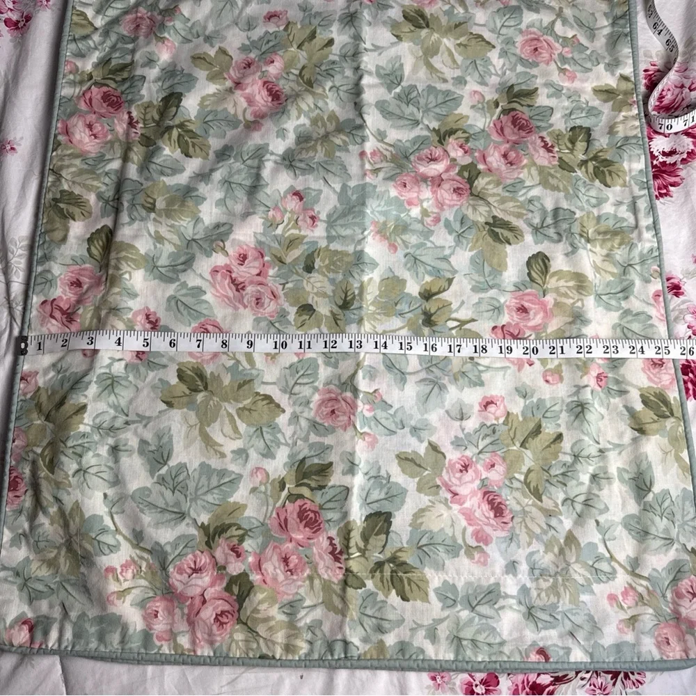 VTG Laura Ashley 2 Shams Set Pillow Covers Cottage Rose CottageCore Green Pink